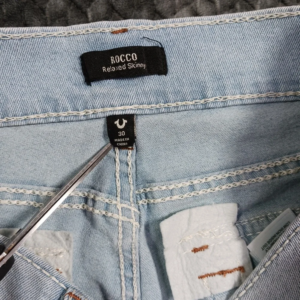 True Religion Rocco Shorts Mens 30 Blue Cotton Denim Bermuda Relaxed Fit Stretch